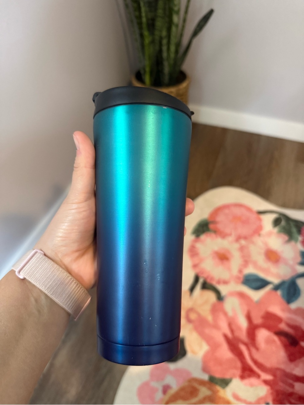 Starbucks Teal-to-Navy Ombre Travel Tumbler with Black Lid- 16 oz - Picture 4 of 7